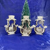 Дерев'яні новорічні іграшки, сніговички