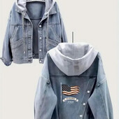 Джинсова куртка із капюшоном, синього кольору, нова. Розмір М