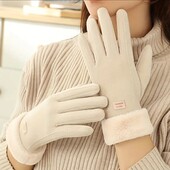 Рукавички жіночі сенсорні зимові утеплені , зручні рукавиці для жінок One Size Бежеві