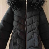 Shein брендовая теплая куртка с капюшоном еврозима цвет черный размер евро 36/38 нюанс