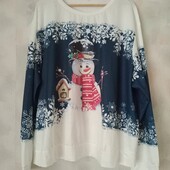 Новорічний лонгслів на пишні форми. ПОГ:72 см