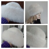 Шикарні теплі хутряні шапка-шапочки-високоякісне еко хутро!Колір-білий!