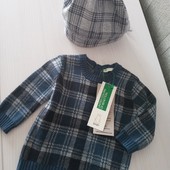 Шапочка для новорожденного и тёплая кофта, 1- 3 мес., original marines.