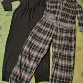 ♡Трикотажный черный комбез.Флисовый тёплый слип с капюшоном для дома и сна,чтобы не мёрзнуть.размерL