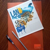 Канцелярський набір - 4 предмети( зошит в клітинку 24 арк.+ ручка +карандаш+ пластиковий конверт.+