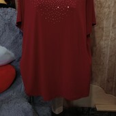 ❤️Брендовая натуральная бордовая со стразами туника новая❤️Турция.Пог128-196см.