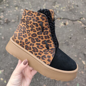 Хіт!Леопардові черевики з баранцем.Зима. Легесенькі!
