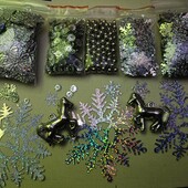 Сніжинки і намистини, паєтки 1050шт