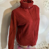 Теплая женская флисовая кофта на молнии с вязаными рукавами размер М, состояние идеальное