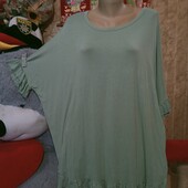 ❤️Брендовая натуральная оливковая с рюшами трикотаж туника новая❤️ Турция.Пог162-230. Вискоза