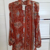 Розпродаж!!! Брендовая новая шифоновая блуза-рубашка р.XS оверсайз 10-14.