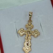 Очаровательный крестик с распятием. Позолота 585 пробы 18К.