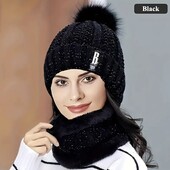 Класний зимовий комплект – шапка + баф, чорний або білий