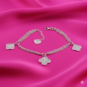 Стильний срібний браслет Клевер 17.5