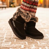 Дитячі чобітки.Натуральний замш ! Стильні зимові уггі з хутряною опушкою • Натуральний замш