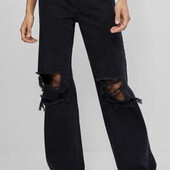 Джинси чорні широкі палацо кльош рвані