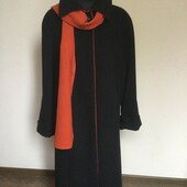 Пальто жіноче демісезонне з теракотовим шарфом