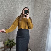 Шерстяна, тепла спідничка в смужку + Теплющий укорочений светрик ✨