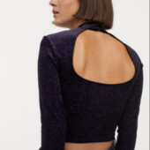 Велюровий чорний, кроп топ з вирізом на спині H&M