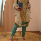 Чудовий комплект із вишивкою, плаття, штани та шаль, індійське вбрання