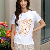 Біла жіноча футболка з принтом пайєтками sinsay xs