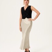 Сатінова віскозна спідниця в кремовому кольорі