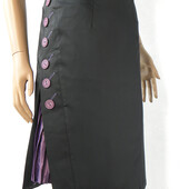 Чорна спідниця з вставками кольору фуксії 42 розмір (36 євророзмір).