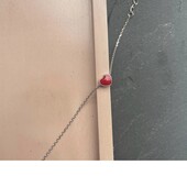 Браслет срібний серце з червоною емаллю 925