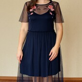 Подвійна сукня сіточкою з вишивкою