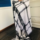 Палантин белый с черной отделкой Нат.состав!