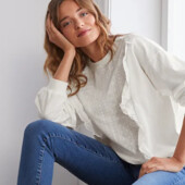 ♕ Елегантний світшот з вишивкою на люверсах, розмір наш 48-50(40/42 євро)нюанс