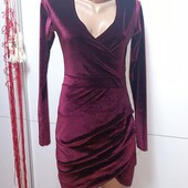 Велюрова сукня з чокером бордо