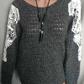 Mins Интересный свитер с кружевом