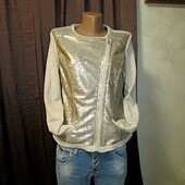 Пиджак/жакет с золотистыми пайетками tchibo р-р наш: 46-48 (40 євро) в новом состоянии
