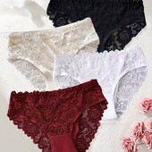 Лот-4шт. Набір однотонних мереживних трусиків XL бедра 108-115см