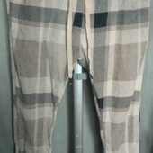 Штаны в клеточку,пояс на резинке