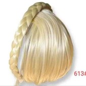 Накладний чубчик (челка) на обручі, штучний чубчик блонд.