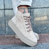 Черевики жіночі helly беж, натуральна замша зима