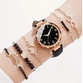 Шикарний набір 5 браслетів та кварцовий годинник