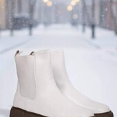 Білі зимові черевички з хутром на платформі 36-41р