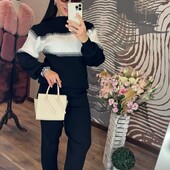 Женский вязаный брючный костюм фабричного качества
