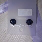 Сережки цвяшки темно-сині стрази