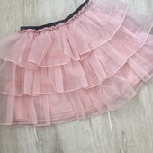 Primark.рожева дитяча спідниця з багатошарового фатину з еластичним поясом. 110 см