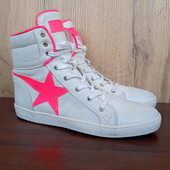 Нові повністю шкіряні хайтопи, натуральні кросівки, білі демі кеди, весна осінь, р. 38