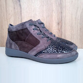 Нові німецькі натуральні хайтопи, демі кросівки, кеди на широку ногу, весна осінь, р. 41