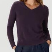 Вовняний баклажановий пуловер р.12