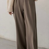 Класичні штани палаццо в кольорі капучино з защіпами