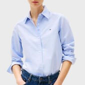 Бавовняна брендова сорочка у блакітному кольорі