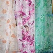 Лот 3 шт. прозрачные шарфы с цветочным узором