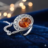 Масивна каблучка з бурштином 20